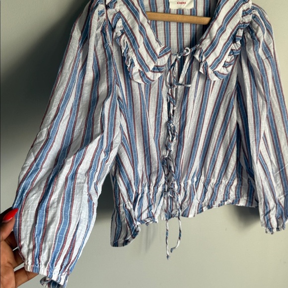 XIRENA Lulu Striped Tie-Front Top Small - Picture 3 of 10